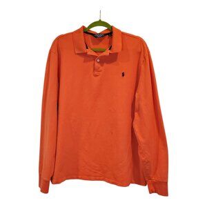 POLO Ralph Lauren SZ XL Pro FIT Collared Long-sleeved Golf Polo Shirt in Orange